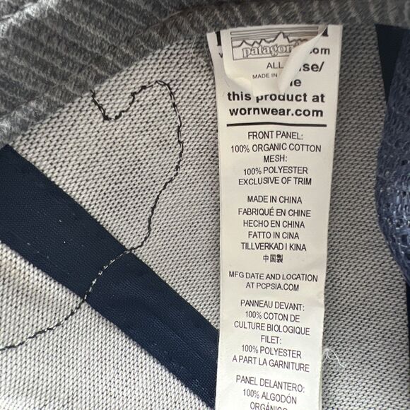 Patagonia Hat Cap Mens Turquoise Blue Snap Back Fitz Roy Bear Trucker Mesh - Picture 8 of 8